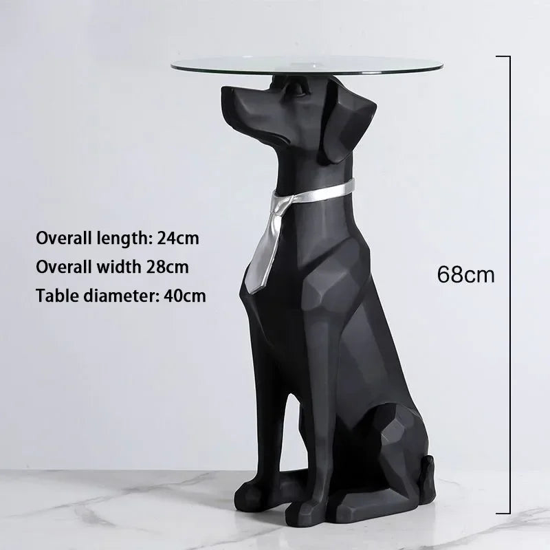 Resin Large Dog Moulding Living Room Ornament Sofa Side Balcony Creative Luxury Aesthetic Figurines with Tray Home Decoration