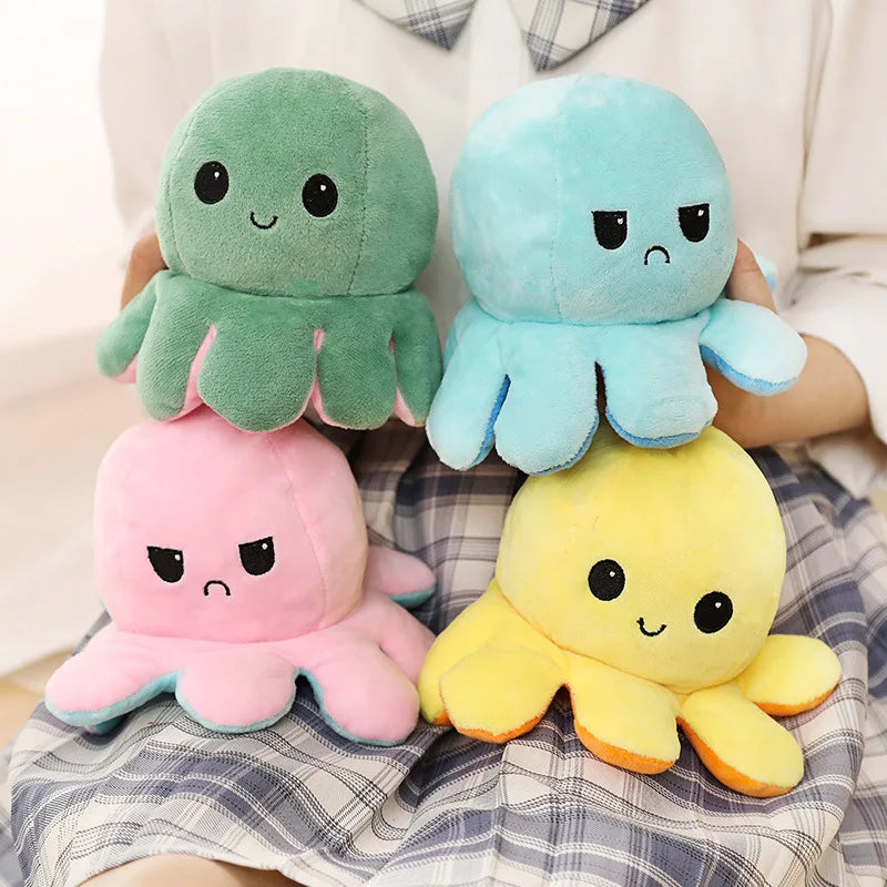 Inverted Octopus Cute Plush Doll Reverse Toy Keychain Kawaii Fluffy Stuffed Pendant Schoolbag Decoration Lovely Creative Gift