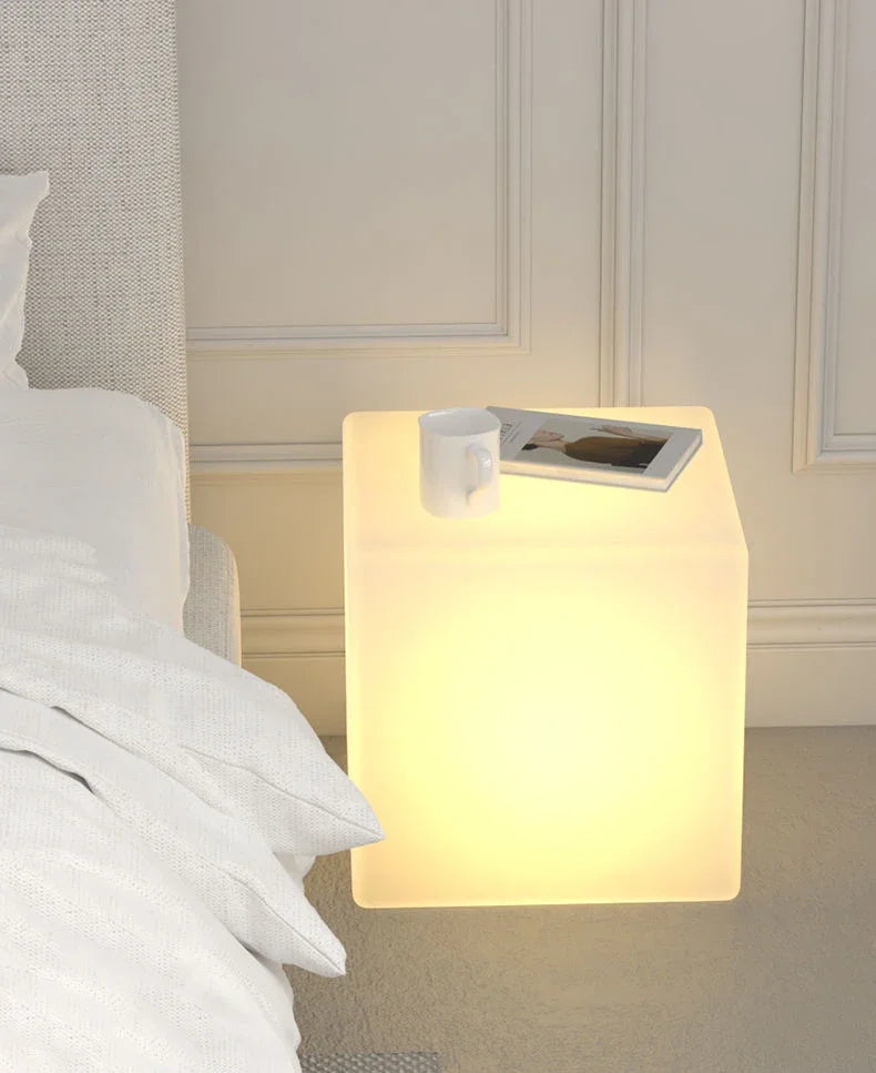Bedside Glow Cabinet White Cube Floor Lamp 3D Decorative Sofa Coffee Table Bedside Lamp Luxury Decorative Night Lights