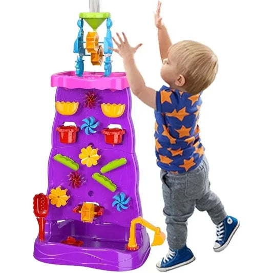 Waterfall Discovery Wall Kids Double-Sided Waterfall Water Table Sand Activity Sensory Table Summer Outdoor Toys for Toddlers