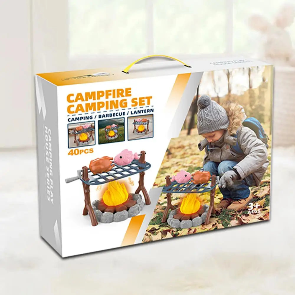 Kids Pretend Camping Set Mini Food Campfire Toy BBQ Grill Set Children Indoor Outdoor Toys Birthday Party Favors Christmas Gifts