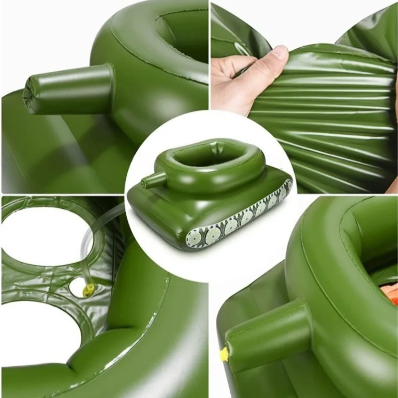 Inflatable tank swimming ring water spray - Pool hovercraft floating bed