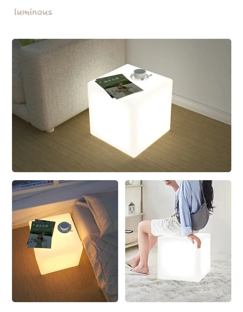 Bedside Glow Cabinet White Cube Floor Lamp 3D Decorative Sofa Coffee Table Bedside Lamp Luxury Decorative Night Lights