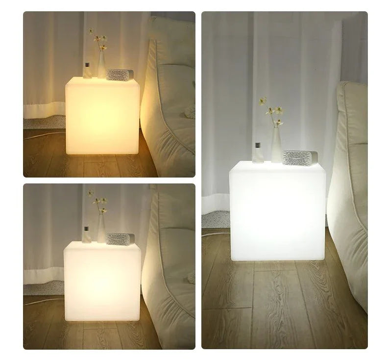 Bedside Glow Cabinet White Cube Floor Lamp 3D Decorative Sofa Coffee Table Bedside Lamp Luxury Decorative Night Lights