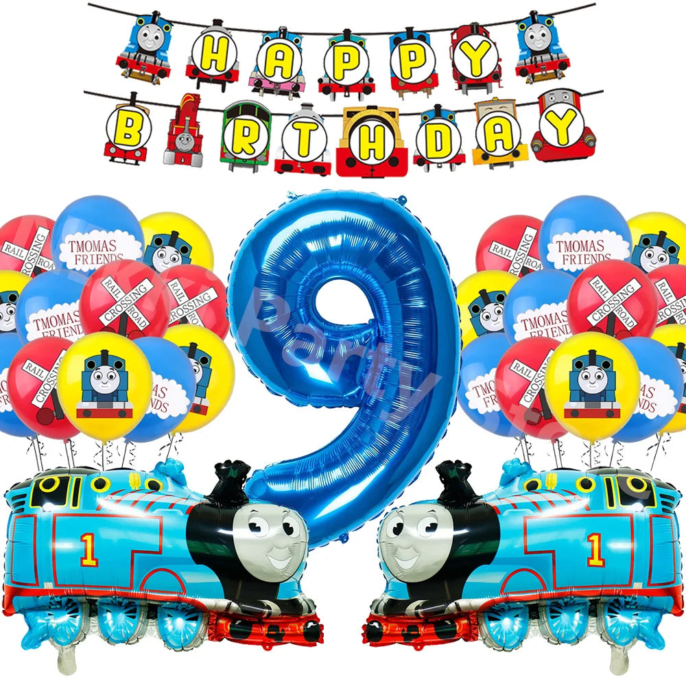 Thomas and Friends Party Decorations the Train Balloons Disposable Tableware Tablecloth Cups Banner Baby Shower Supplies Toy