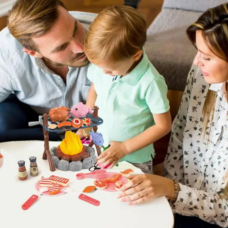 Kids Pretend Camping Set Mini Food Campfire Toy BBQ Grill Set Children Indoor Outdoor Toys Birthday Party Favors Christmas Gifts