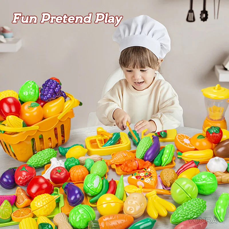 Fruits&Vegetable Model Kitchen Pretend Play Cutting Toys Children's Cooking Simulation Food Christmas Gift For Kids Toddlers