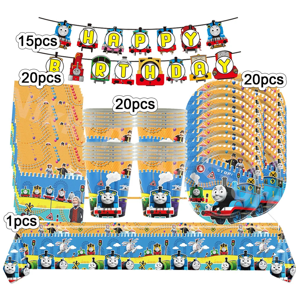 Thomas and Friends Party Decorations the Train Balloons Disposable Tableware Tablecloth Cups Banner Baby Shower Supplies Toy