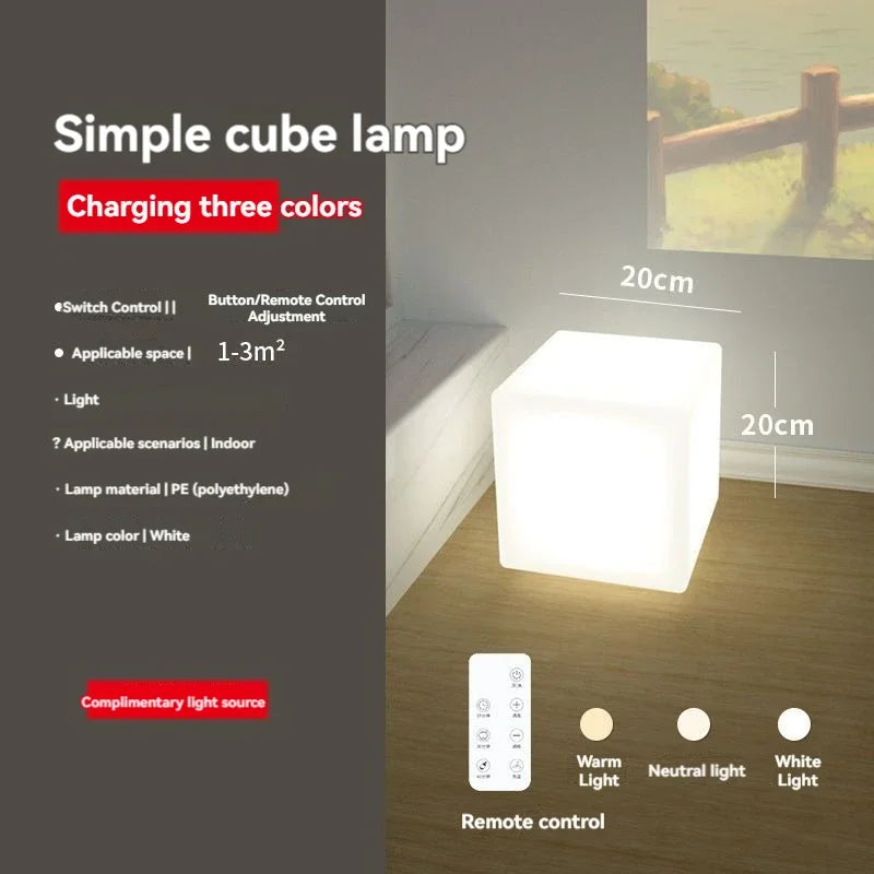 Bedside Glow Cabinet White Cube Floor Lamp 3D Decorative Sofa Coffee Table Bedside Lamp Luxury Decorative Night Lights