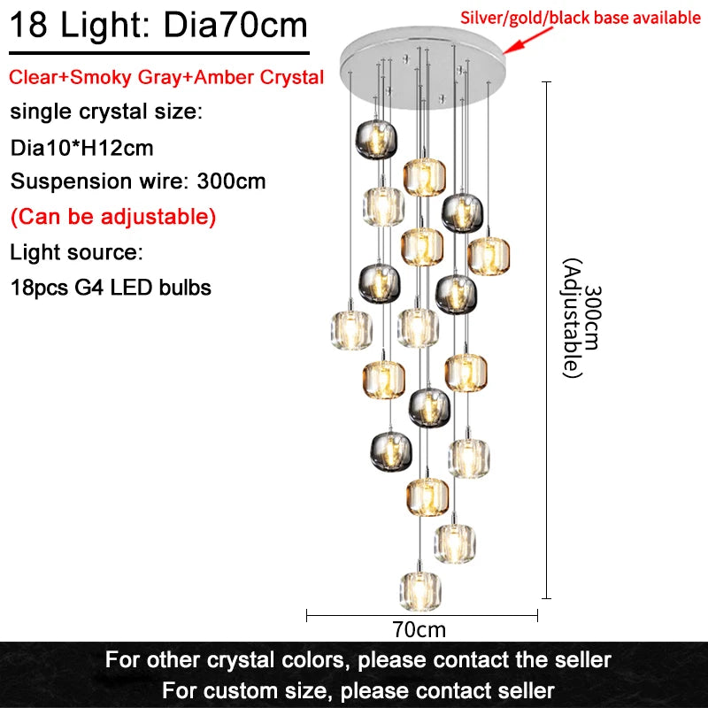 Modern Nordic Ceiling Chandelier LED Living Room Luxury Crystal Attic Bedroom Light Dining Room Lustre Chandelier Kitchen Lamp