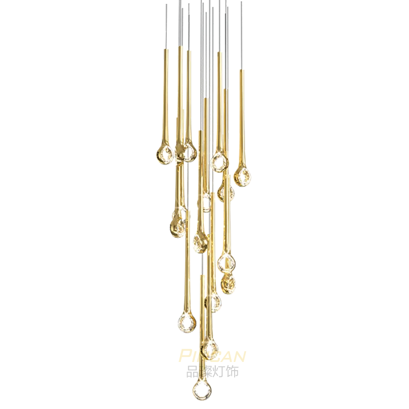 Simple fashion ring chandelier light luxury crystal glass light high-end villa duplex living room dining room custom lighting