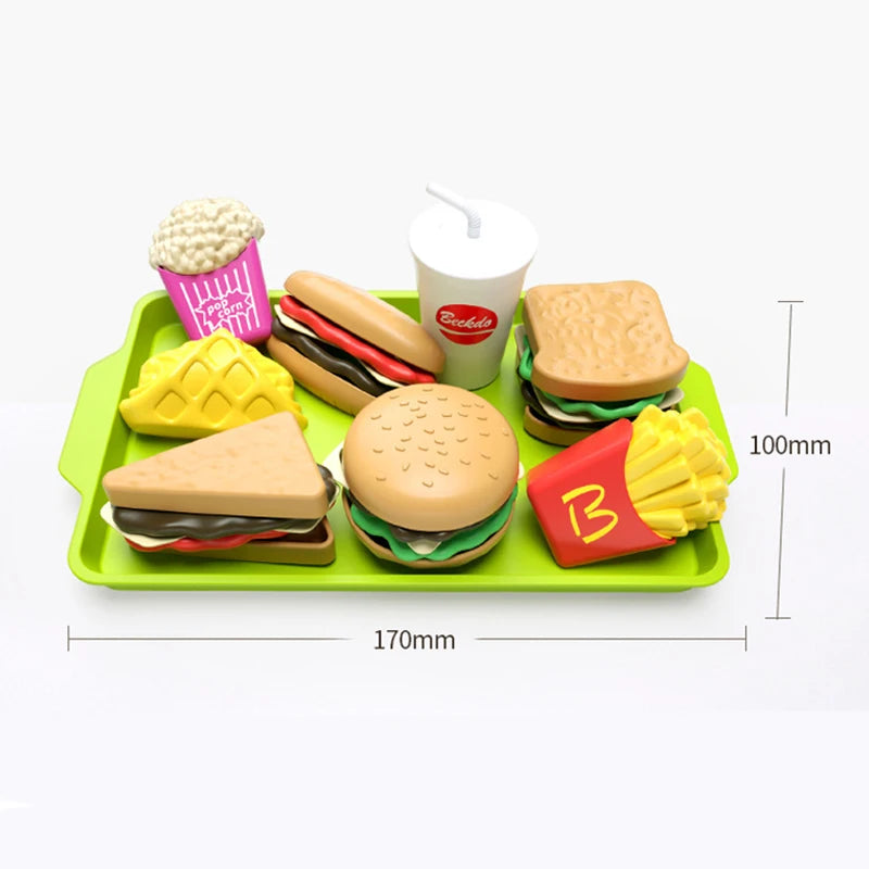 9 PCS Per Set Detachable Snack Hamburger Plastic Pretend Toy Play House Food Sets For Kids Kitchen Toy Birthday Gift