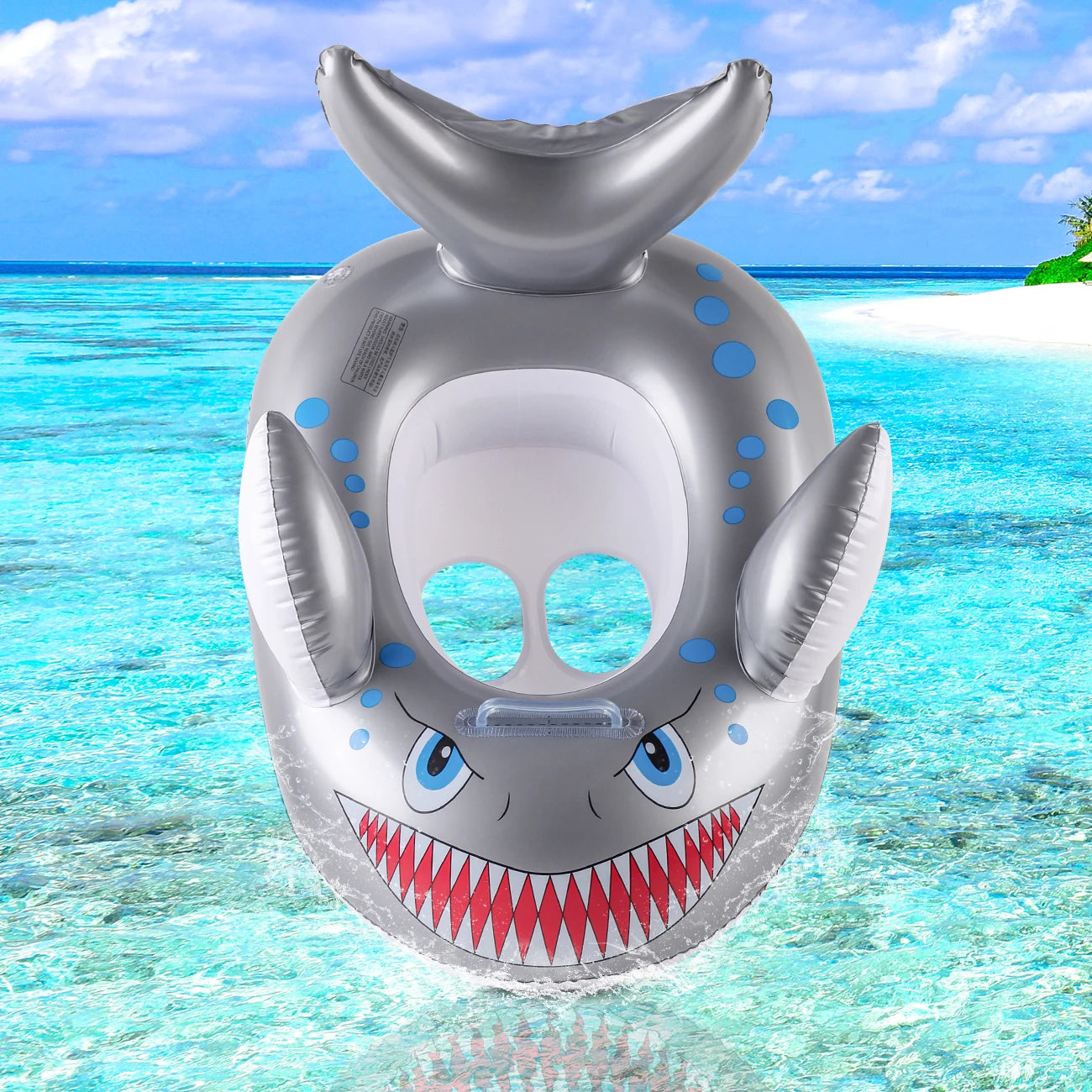 1pc Grey Shark Swim Ring Summer pool floats, Beach and Pool Swim Aid, Beach Toys for Pool Party