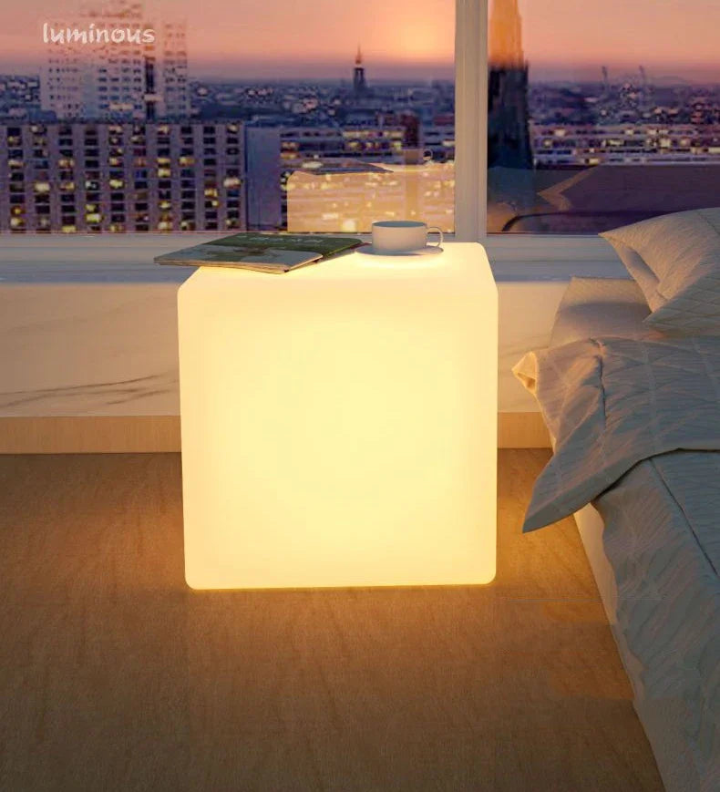 Bedside Glow Cabinet White Cube Floor Lamp 3D Decorative Sofa Coffee Table Bedside Lamp Luxury Decorative Night Lights