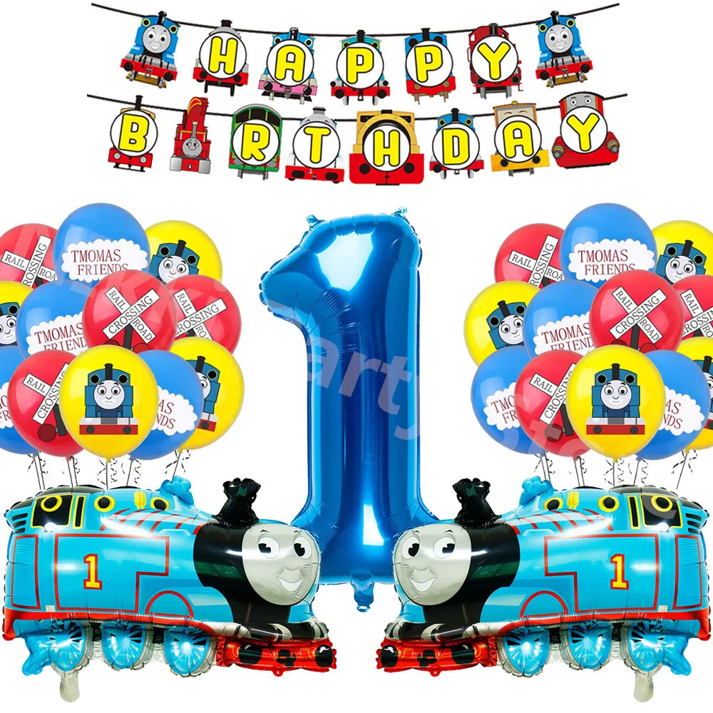 Thomas and Friends Party Decorations the Train Balloons Disposable Tableware Tablecloth Cups Banner Baby Shower Supplies Toy