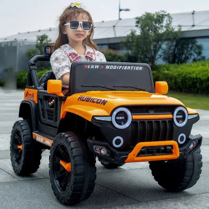 12V Kids Electric 4 Wheel Drive Off-Road Toy Rechargable Battery Car Sit By Child With Remote Control And LED Light