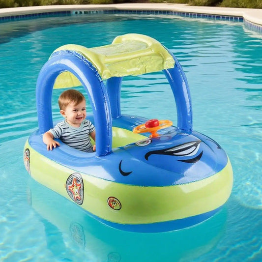 Toddler Floats for Pool Swim Floats for Toddler Inflatable Toys with Sunshade Flotation Car Shape for Puddle Party Lake Water