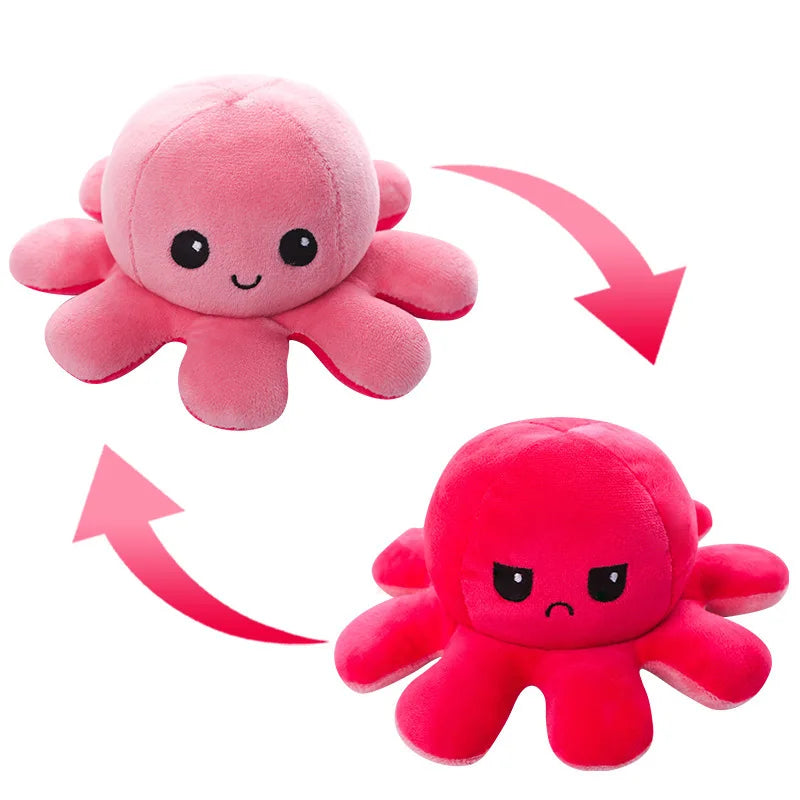 Inverted Octopus Cute Plush Doll Reverse Toy Keychain Kawaii Fluffy Stuffed Pendant Schoolbag Decoration Lovely Creative Gift