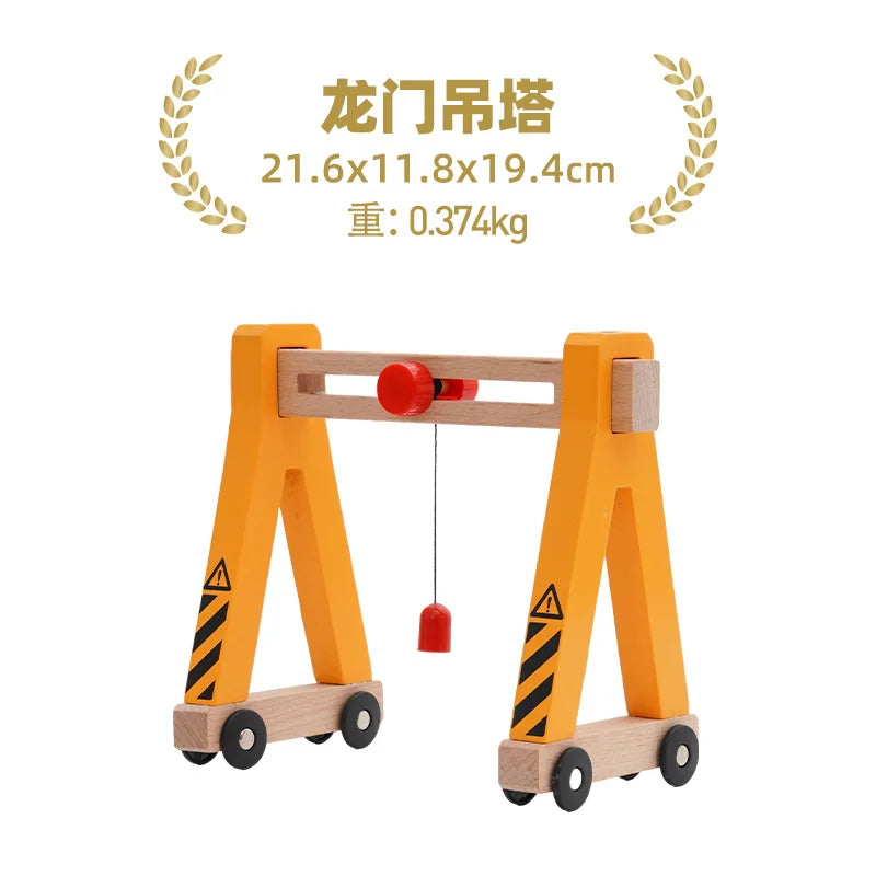 Wooden Train Tracks Railway Toys Set Parking lot apron fire station gas station rotary crane Overpass Model for Kids Toys Gifts