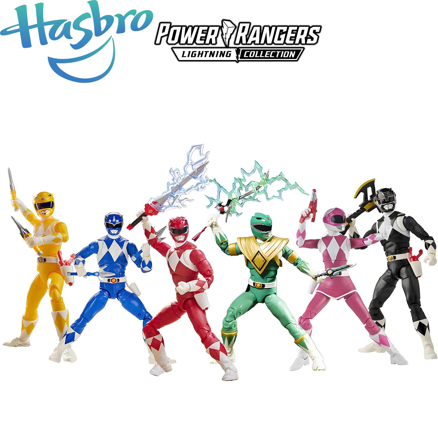 In Stock Original Hasbro Power Rangers Lightning Collection Red Green Pink Blue Black Yellow Ranger Action Figures 6 Inch Model