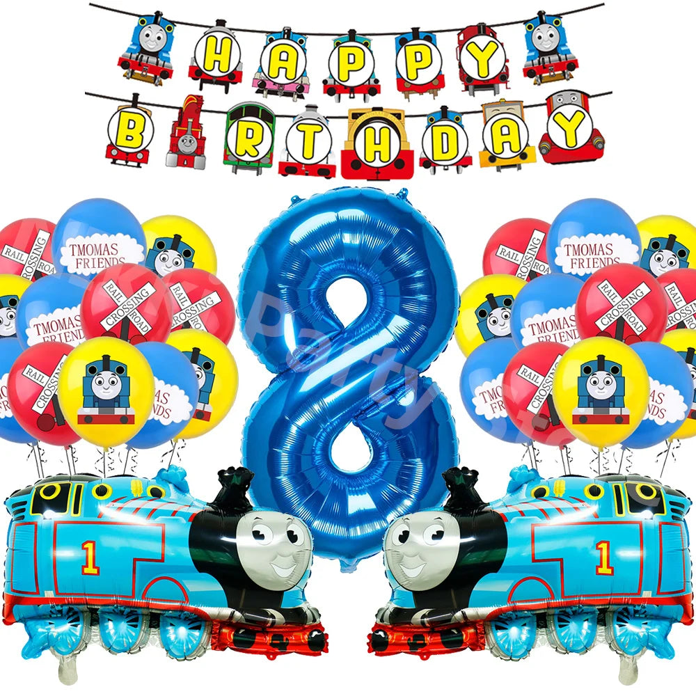 Thomas and Friends Party Decorations the Train Balloons Disposable Tableware Tablecloth Cups Banner Baby Shower Supplies Toy