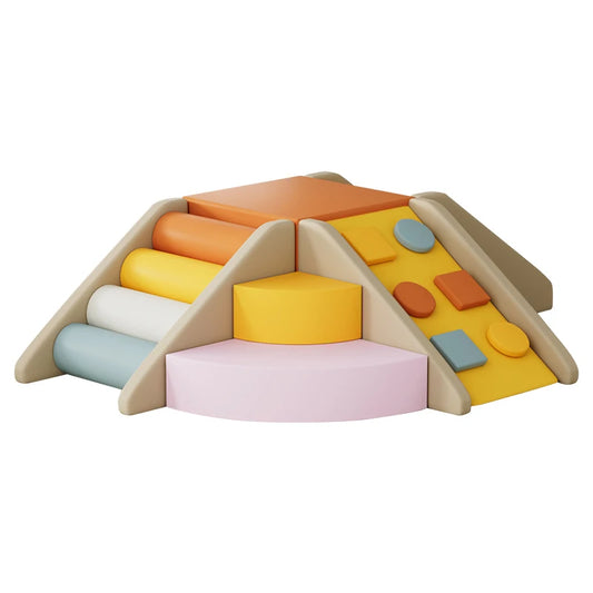 7-Piece Pastel Kids Indoor Soft Play Set Mobile Playground for Kids Parties Made of Foam