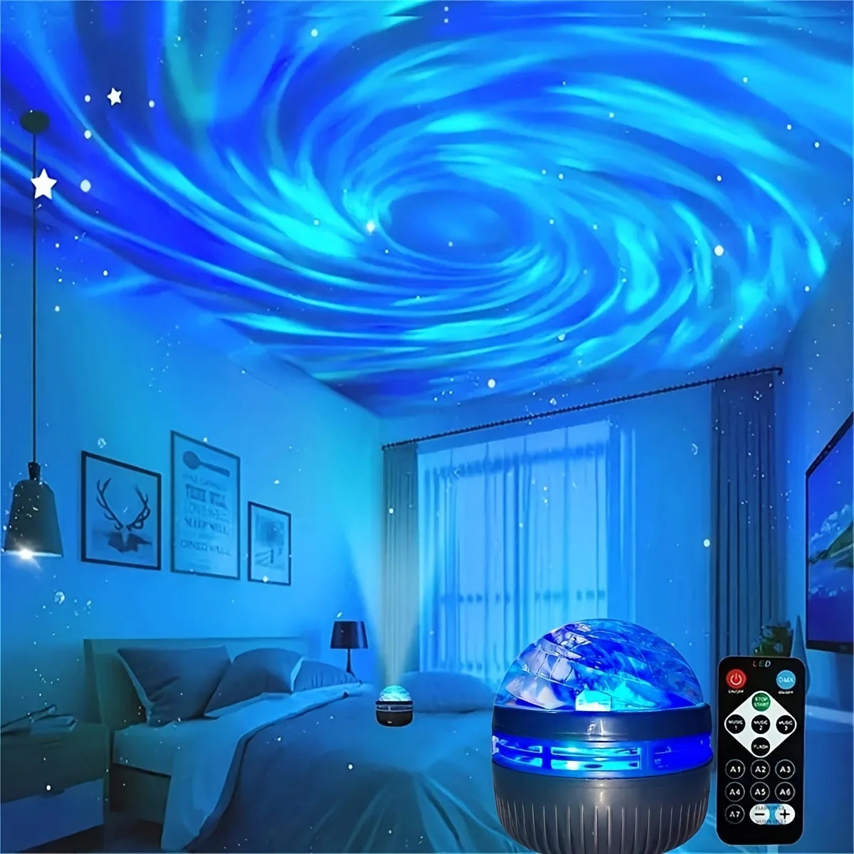 LED NightLights Galaxy Projector Remote Control 5V USB Rechargeable Starry Sky Lamp DMX Sound Active 7 Modes for Kids Room Decor