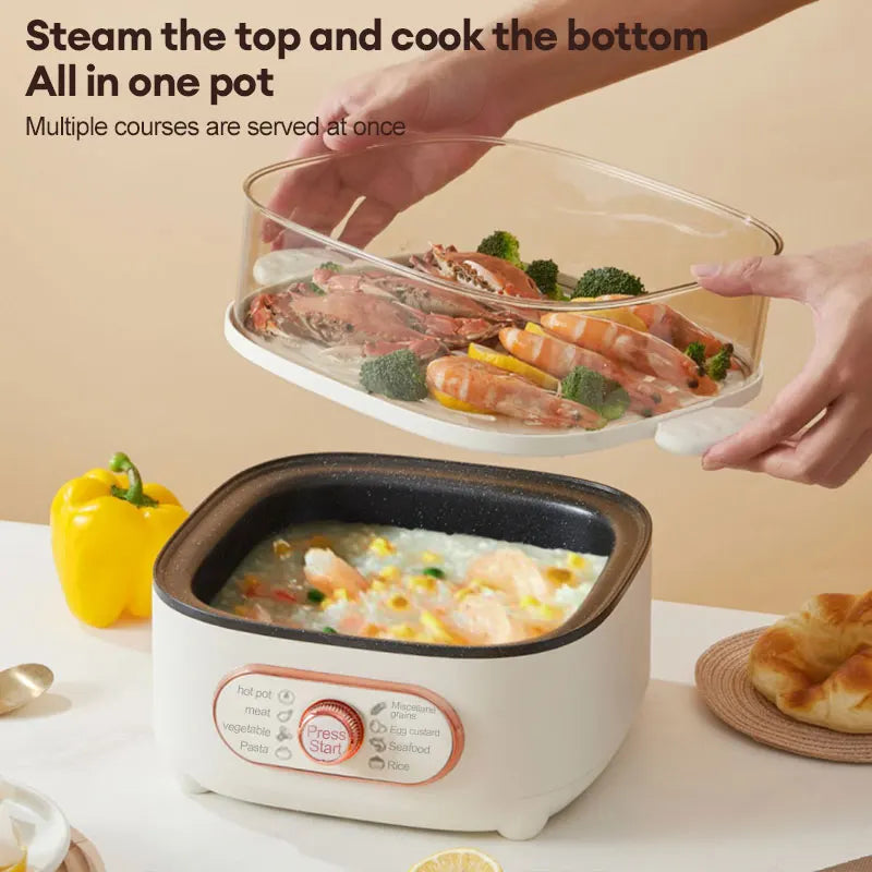 Steamer Electric Steam Pot Cooking Steaming Home 2-layer Transparent Food Dumplings Household Pan Warmer Multicooker 110V/220V