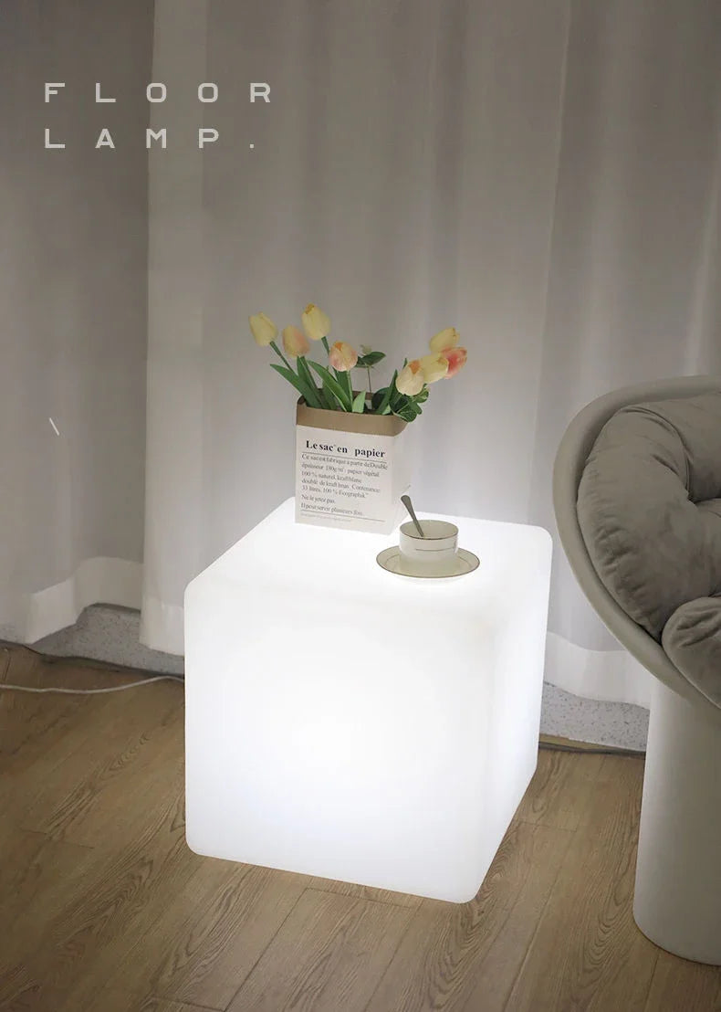 Bedside Glow Cabinet White Cube Floor Lamp 3D Decorative Sofa Coffee Table Bedside Lamp Luxury Decorative Night Lights