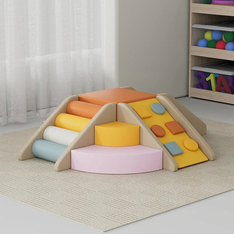 7-Piece Pastel Kids Indoor Soft Play Set Mobile Playground for Kids Parties Made of Foam