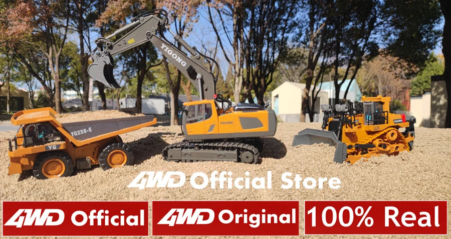 4WD Remote Control Excavator Dump Truck Crawler Bulldozer RC Model Car Toy Alloy Simulation Construction Vehicle Gifts for Kids