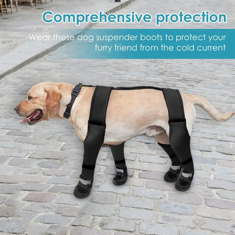 New Dog Boots Leggings Waterproof Dog Shoes Adjustable Booties For Dog Paws Non Slip French Bulldog Suspender Boots