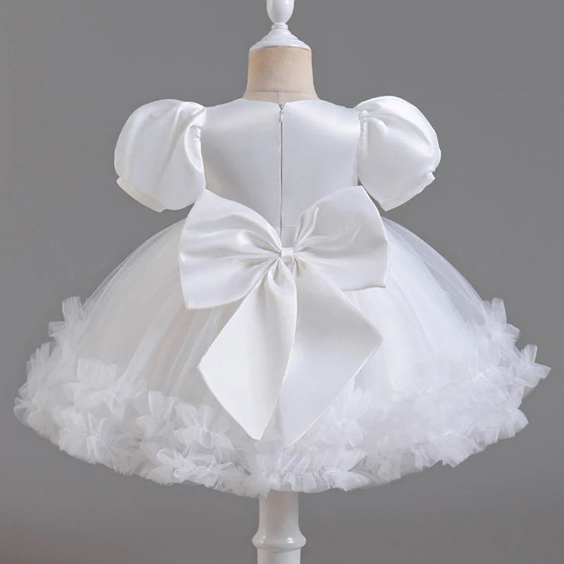 Newborn Baby Girl Dress Party Dresses for Girls 1Yrs Birthday Princess Dress Summer Fuffy Sleeves Christening Gown Baby Clothing