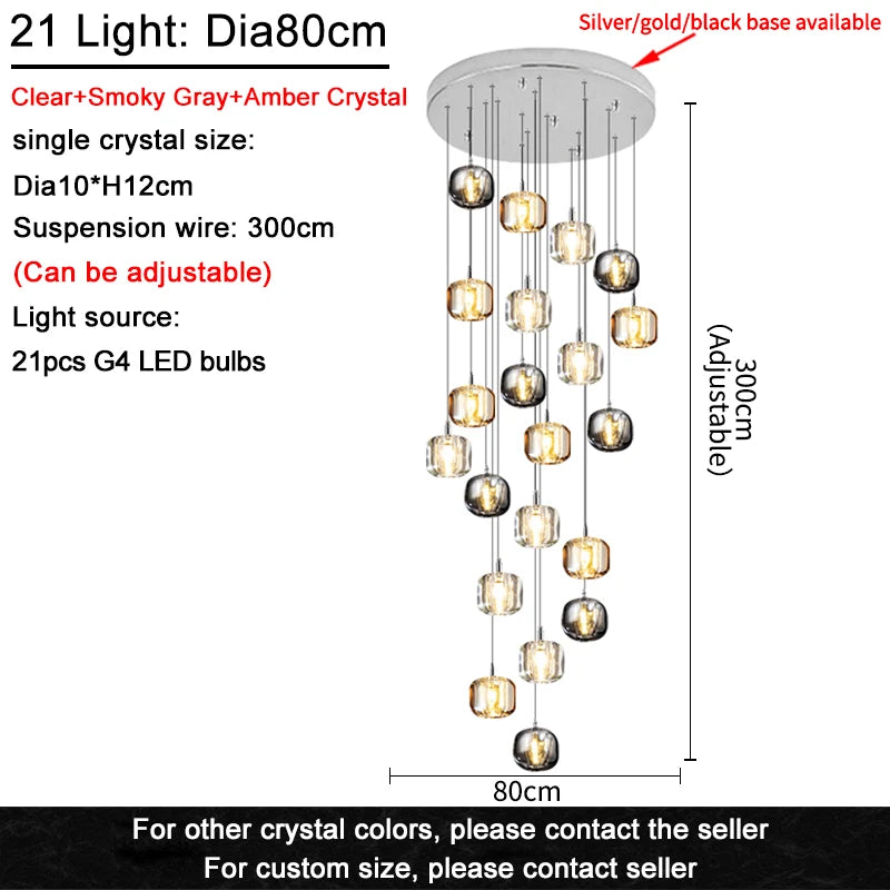 Modern Nordic Ceiling Chandelier LED Living Room Luxury Crystal Attic Bedroom Light Dining Room Lustre Chandelier Kitchen Lamp