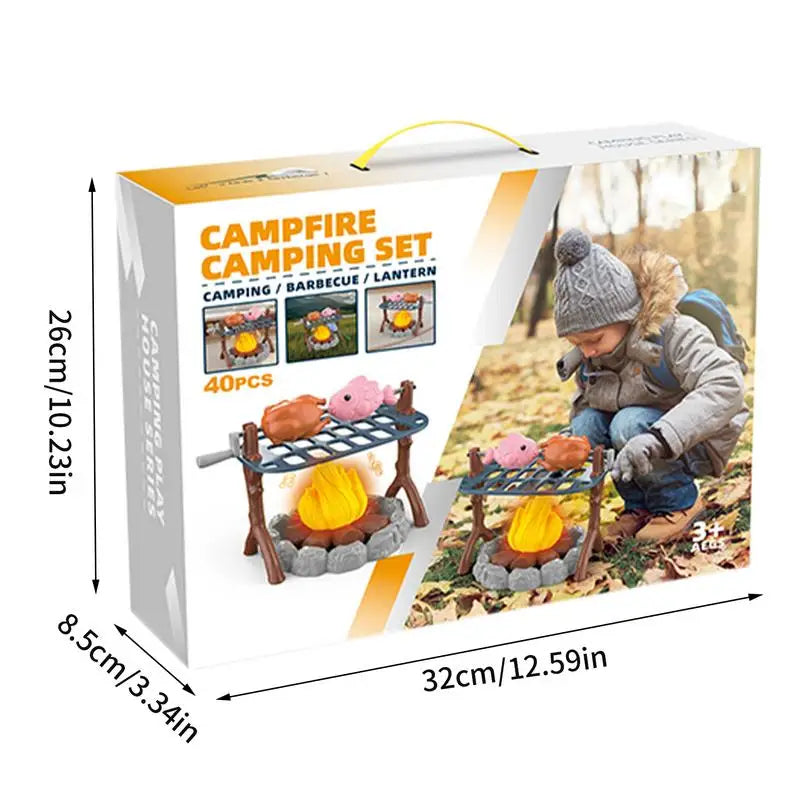 Kids Pretend Camping Set Mini Food Campfire Toy BBQ Grill Set Children Indoor Outdoor Toys Birthday Party Favors Christmas Gifts