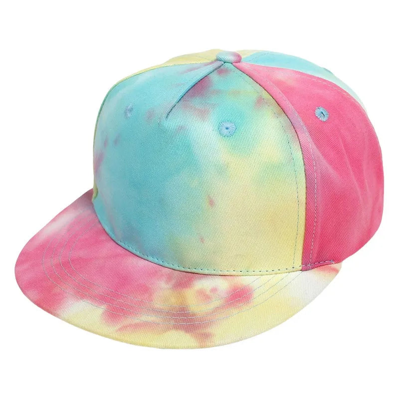 1-5years Children Hip-Hop Hats Kids Solid Color Tie-Dye Baseball Caps For Toddler Boys And Girls Outdoor Flat Brim Trend Hats