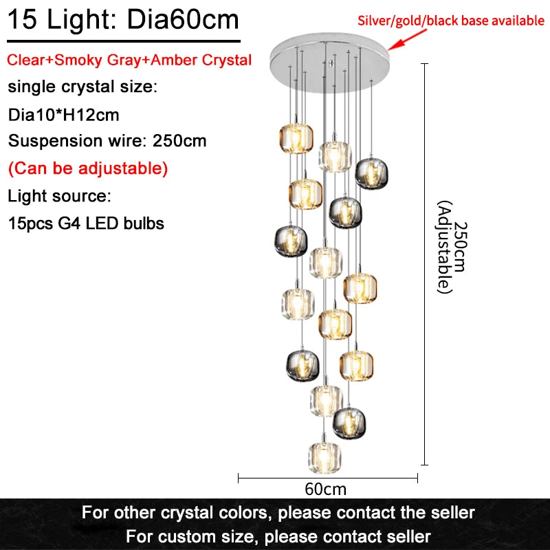 Modern Nordic Ceiling Chandelier LED Living Room Luxury Crystal Attic Bedroom Light Dining Room Lustre Chandelier Kitchen Lamp