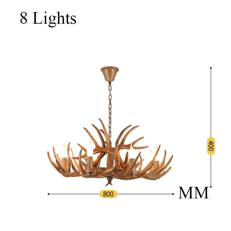 Modern Home Decor LED Chandeliers Horn Deer Resin Antler Decoration Restaurant Ceiling Lamp Indoor Home Art Rustic Decor Lustre