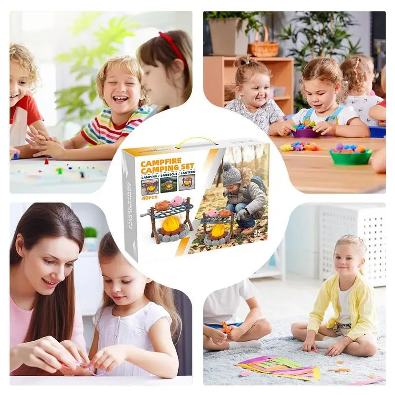 Kids Pretend Camping Set Mini Food Campfire Toy BBQ Grill Set Children Indoor Outdoor Toys Birthday Party Favors Christmas Gifts