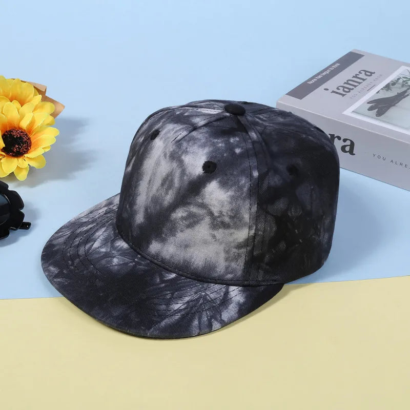 1-5years Children Hip-Hop Hats Kids Solid Color Tie-Dye Baseball Caps For Toddler Boys And Girls Outdoor Flat Brim Trend Hats