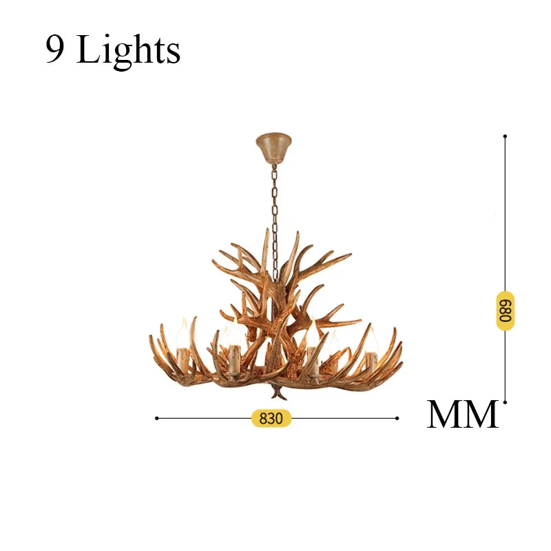 Modern Home Decor LED Chandeliers Horn Deer Resin Antler Decoration Restaurant Ceiling Lamp Indoor Home Art Rustic Decor Lustre