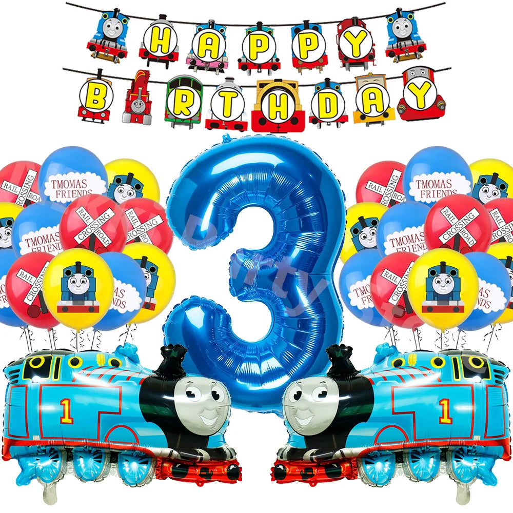 Thomas and Friends Party Decorations the Train Balloons Disposable Tableware Tablecloth Cups Banner Baby Shower Supplies Toy