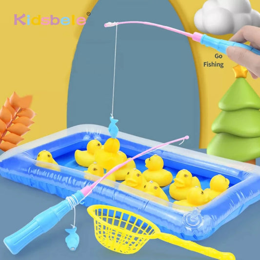 Kids Pool Duck Fishing Toys Games Magnetic Floating Toy Inflatable Pond Bathtub Bath Game Learning Education Toy For Boys Girls