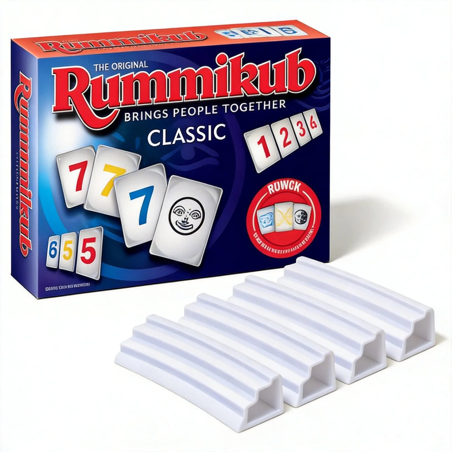 Rummikub Classic Number Strategy Game - Complete Set with 4 Tile Racks - Family Board Game for Adults & Kids