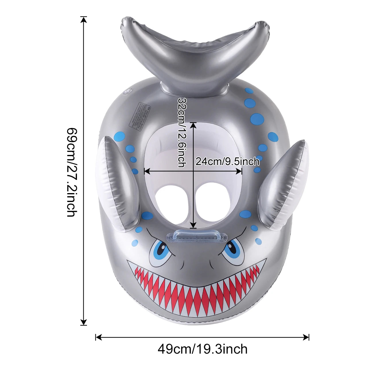 1pc Grey Shark Swim Ring Summer pool floats, Beach and Pool Swim Aid, Beach Toys for Pool Party