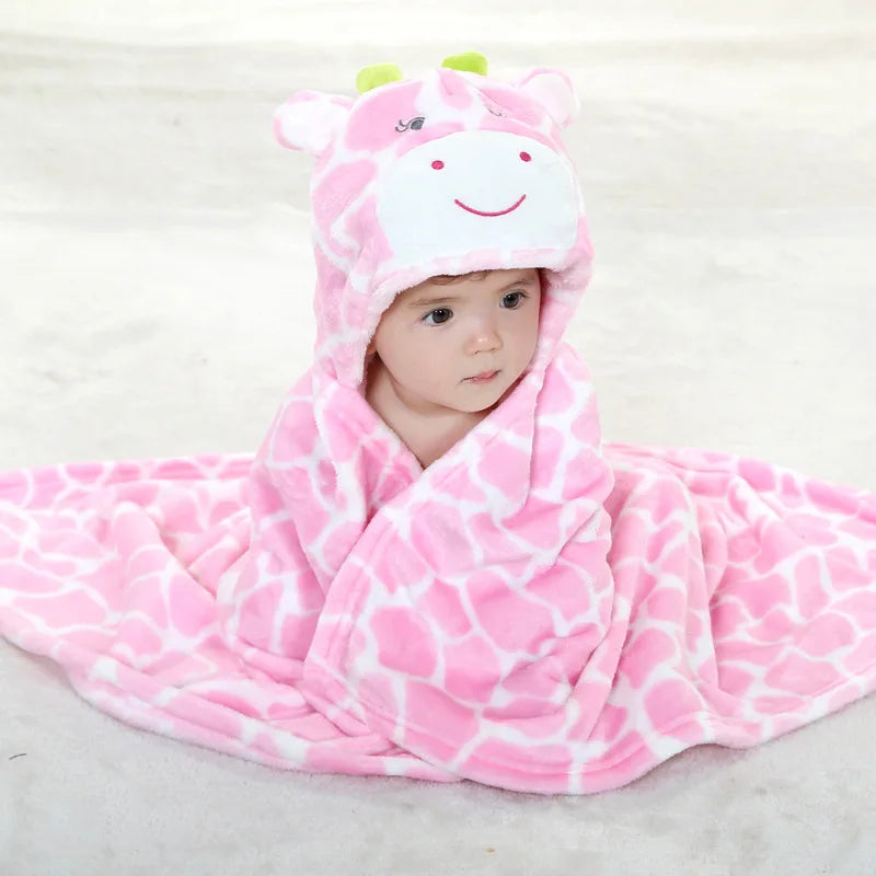 Flannel Infant Gown Loungewear Anime Baby Boy Girl Pajamas Newborn Animal Sleepwear Hooded Bathrobe Towel for Babies 0-24 Months