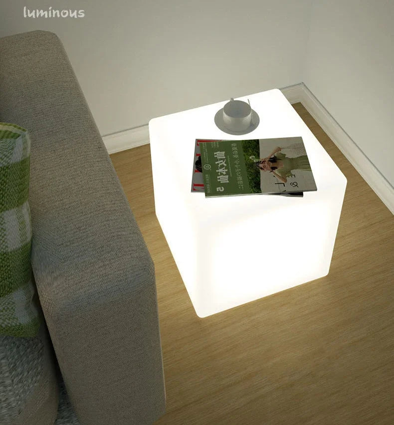 Bedside Glow Cabinet White Cube Floor Lamp 3D Decorative Sofa Coffee Table Bedside Lamp Luxury Decorative Night Lights