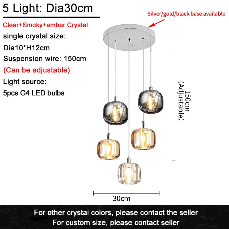 Modern Nordic Ceiling Chandelier LED Living Room Luxury Crystal Attic Bedroom Light Dining Room Lustre Chandelier Kitchen Lamp