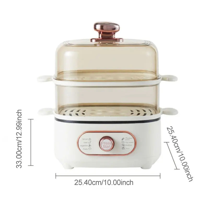 Steamer Electric Steam Pot Cooking Steaming Home 2-layer Transparent Food Dumplings Household Pan Warmer Multicooker 110V/220V