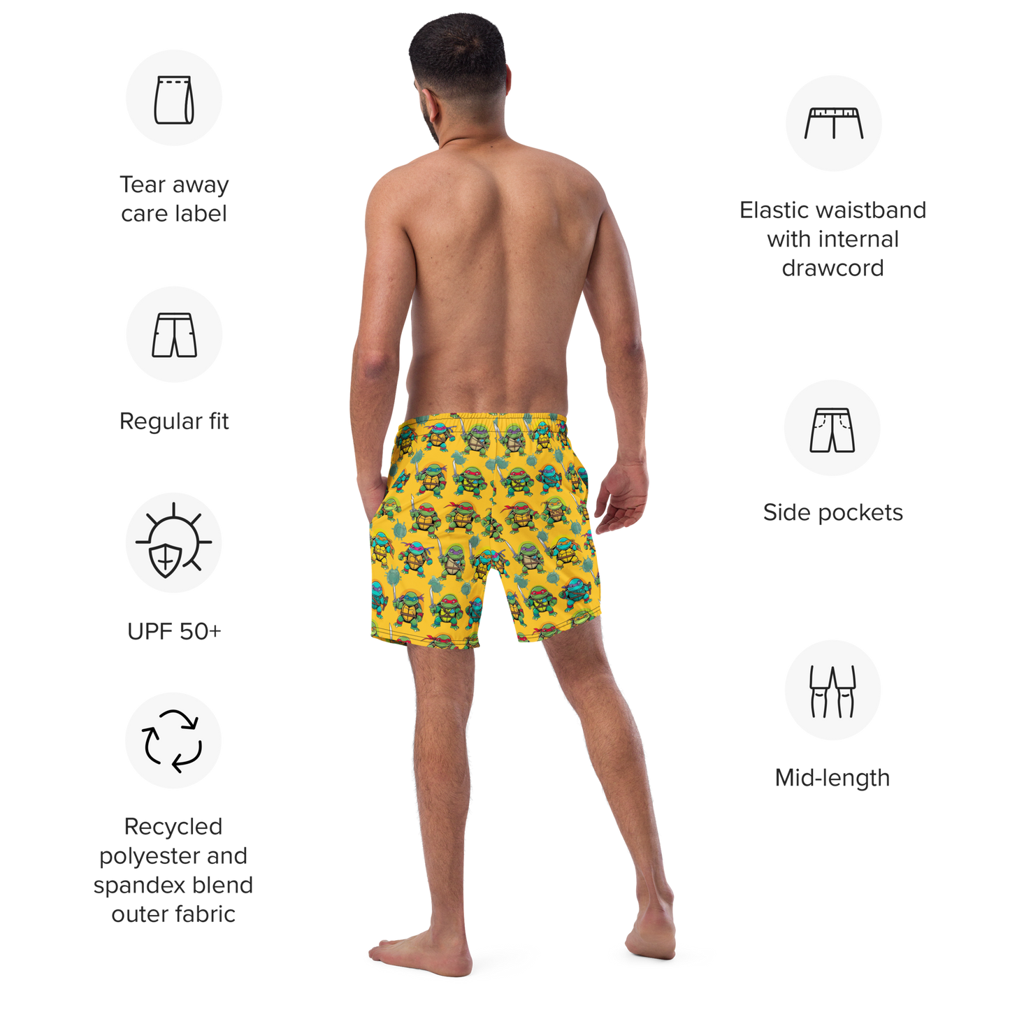 Turtle Time Men's swim trunks